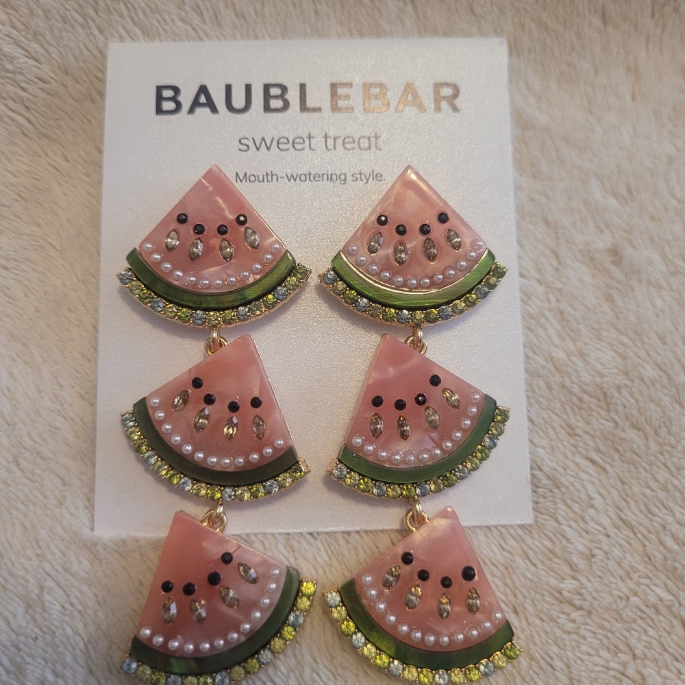 LOW START!!! Watermelon Triple Drop Pierced Earrings By Baublebar 🩷🩷🩷